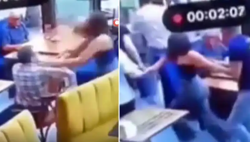 Garsona Tokat Atan Müşteri, Dökülen Tekme ve Tokatlar ile İşinin Bedelini Ödedi